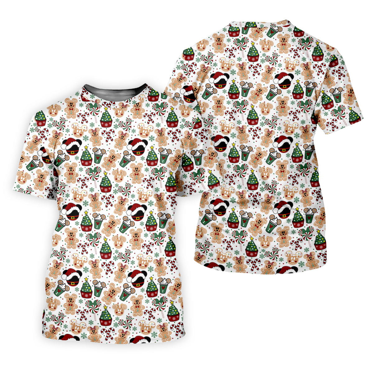 Christmas Sweets Pattern Women Golf Top, Cartoon Print Ladies Golf Polos, Christmas Golf Shirt, Golfing Apparel