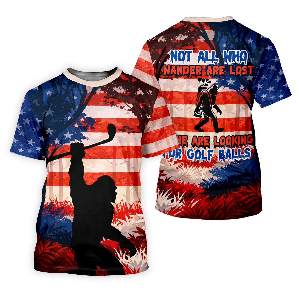 Not All Who Wander Are Lost Funny Bigfoot Golf Shirt For Women, 250th Patriotic Golf Shirt, Ladies Golf Shirts