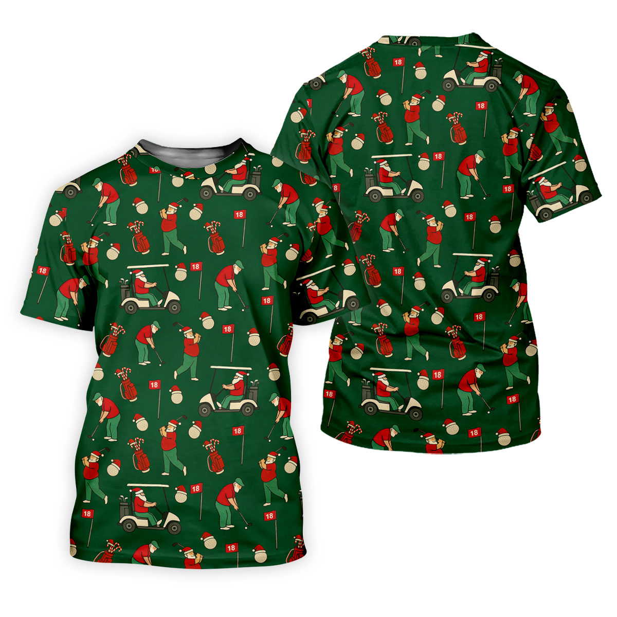 Golfing Santa Green Christmas Fun Women's Golf Shirts, Ladies Golf Shirts, Christmas Golf Shirt
