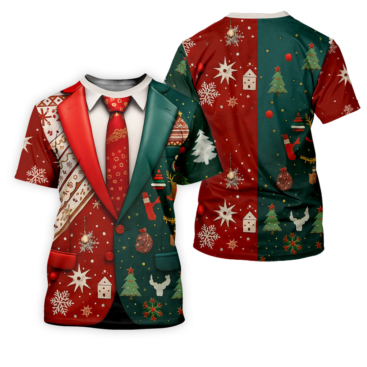 Red And Green Xmas Vintage Prints Women Golf Top, Christmas Golf Shirt, Ladies Golf Tops