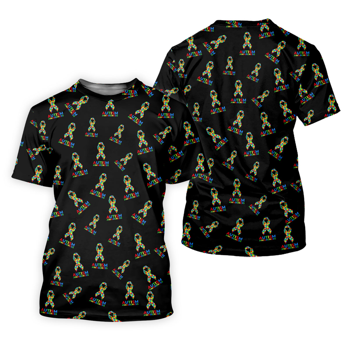 Autism Awareness Colors Autism Ribbon Black Golf Shirt, Women's Golf Tops, Ladies Golf Polos