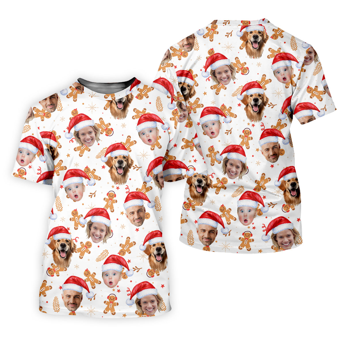 Custom Face Christmas Gingerbread White Golf Shirt, Christmas Golf Shirt, Women's Golf Tops, Golf Gift For Ladies