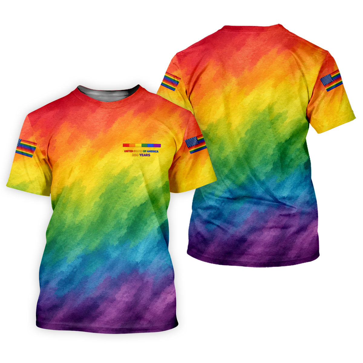 USA 250 Years LGBT Rainbow Golf Tops For Men, LGBT Pride Month Patriotic Golf Shirt