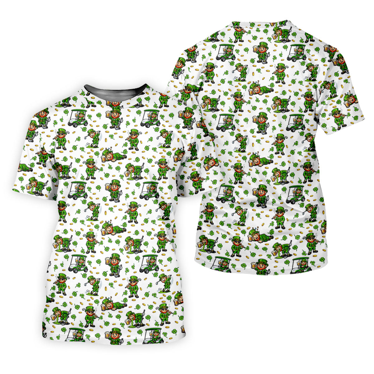 Funny Leprechaun Golf And Beer Green Shamrocks St Patrick's Day Golf Shirt, Women's Golf Shirts, Ladies Golf Polos