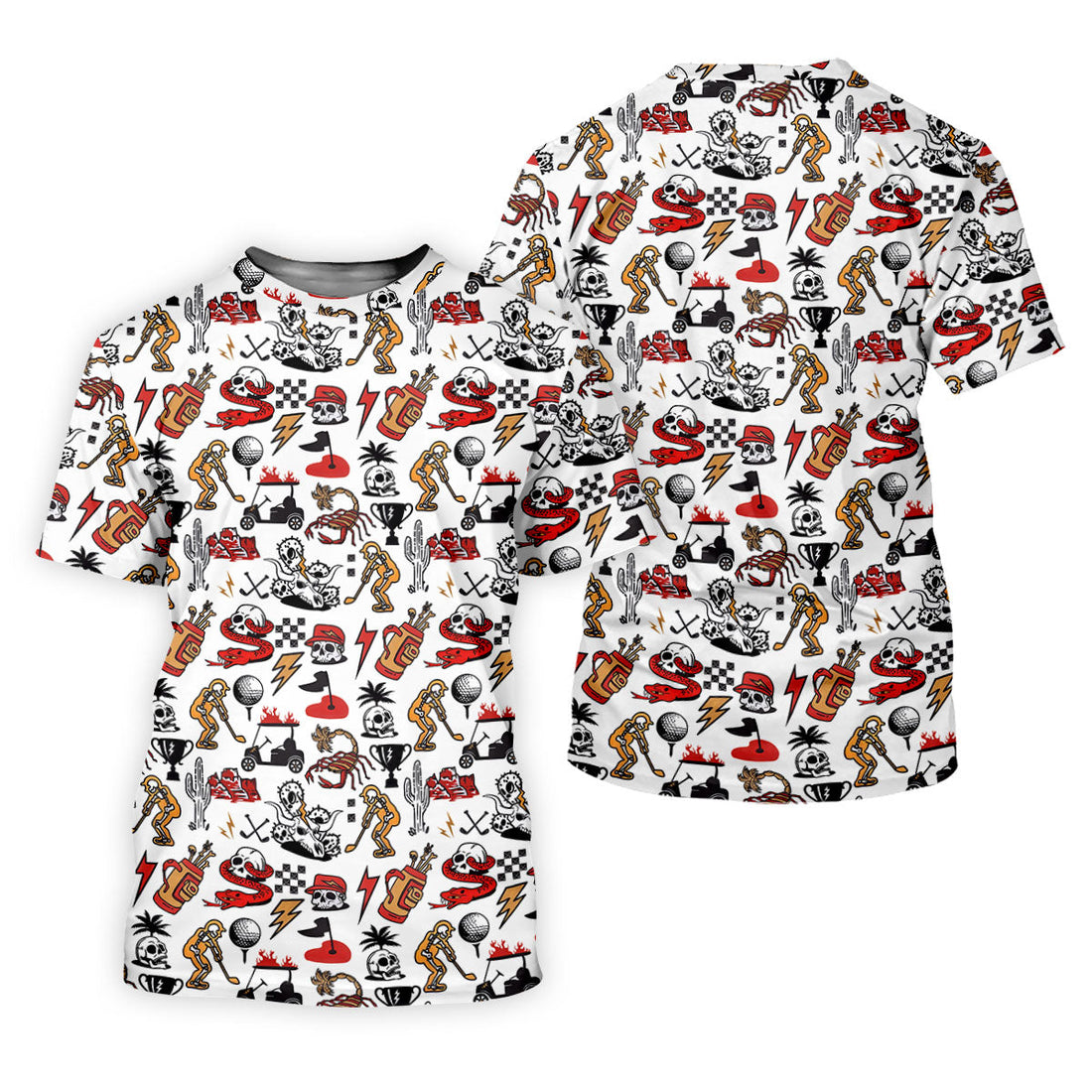Horror Pattern White Halloween Women Golf Top, Halloween Gift Idea, Ladies Golf Shirts