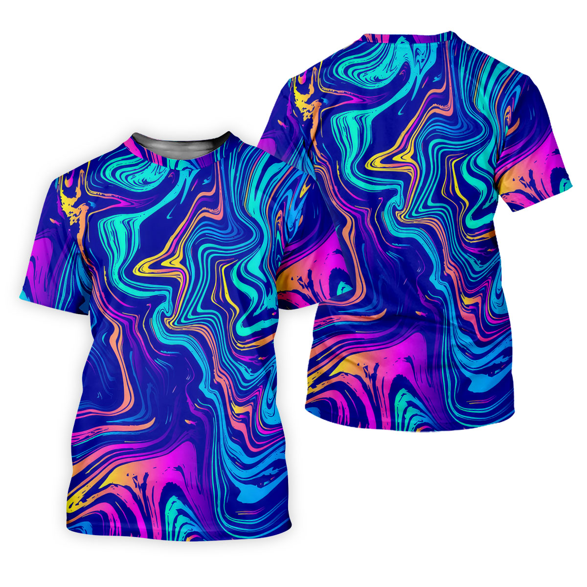 Vibrant Abstract Liquid Pattern Golf Shirt, Mens Polo Shirt, Performance Golf Shirt, Hawaiian Golf Shirt