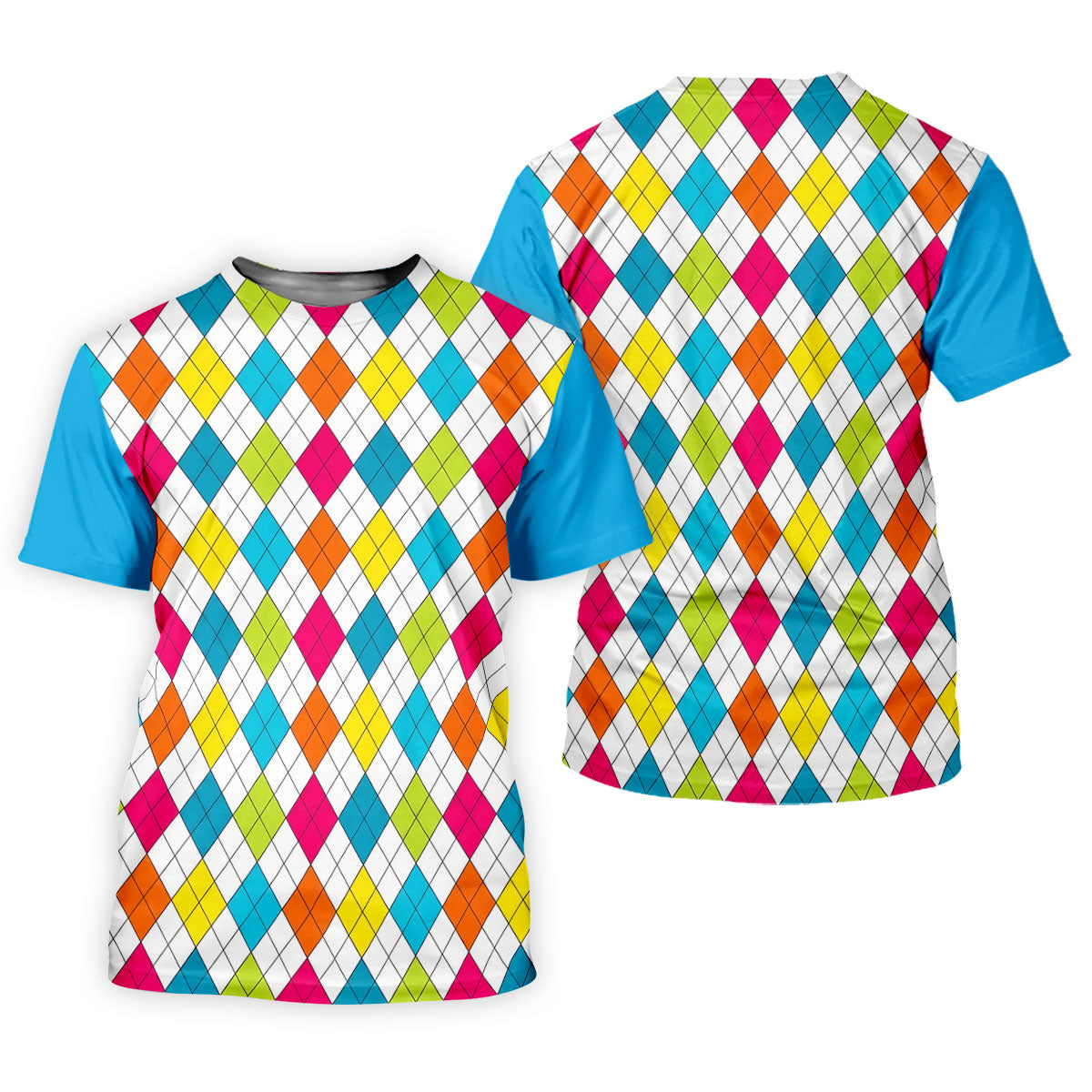 Retro Argyle Diamond Checkered Golf Shirt, Golf Polo For Women, Printed Golf Shirt