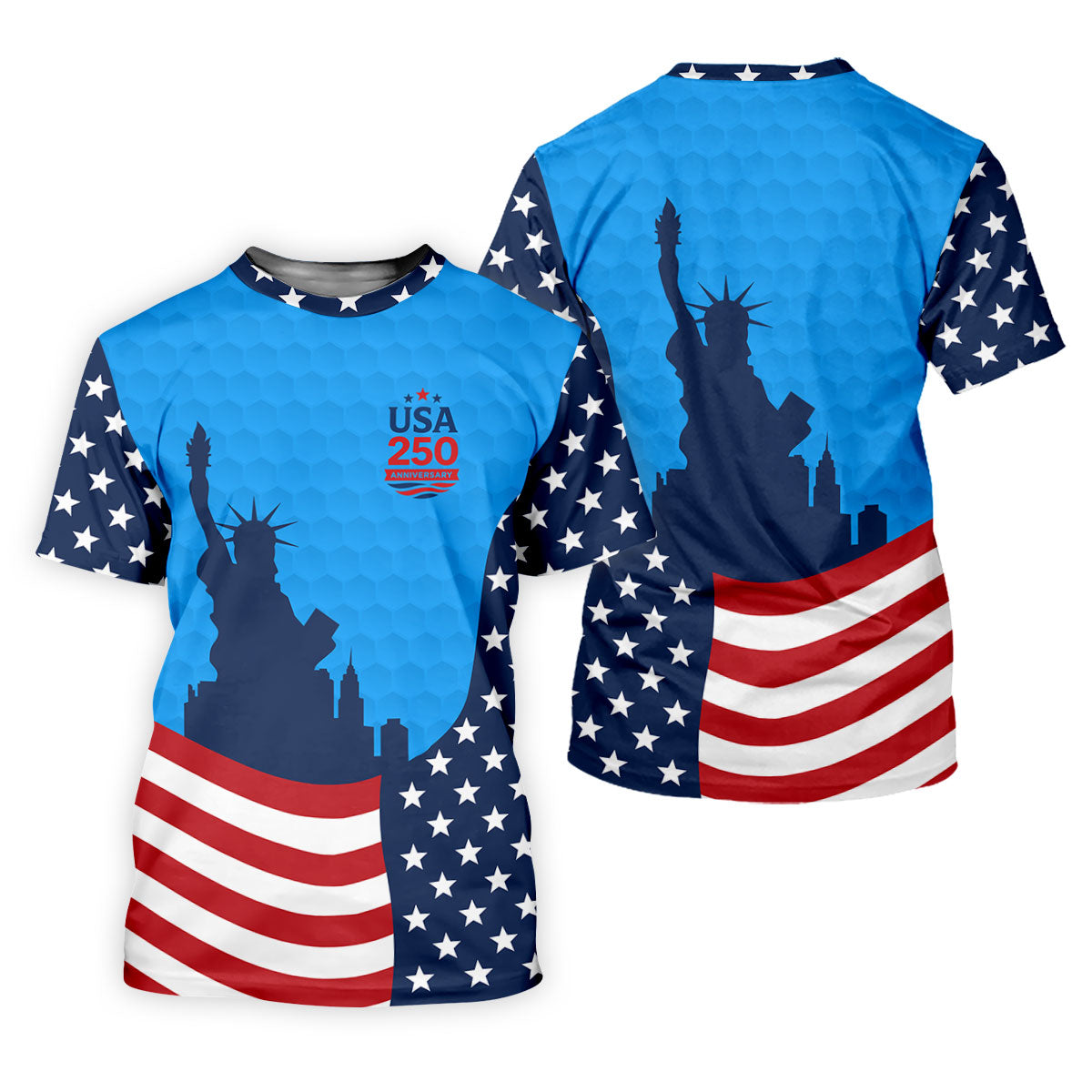 USA 250 Anniversary Statue Of Liberty Blue Golf Shirt, Patriotic Golf Shirt, 4th Of July Women's Golf Tops