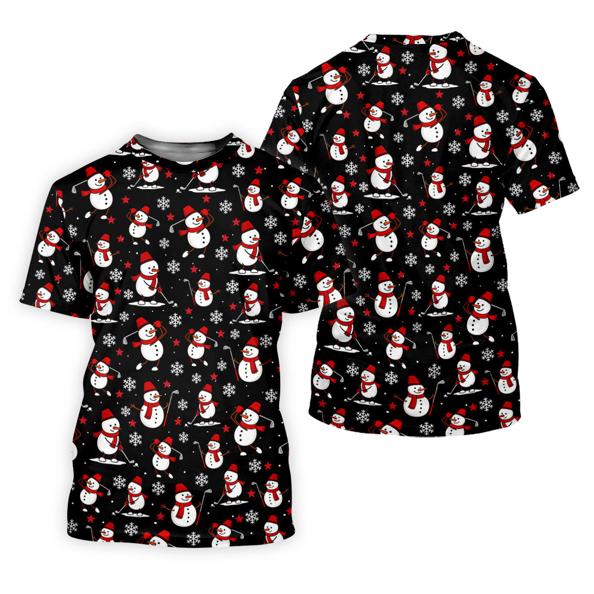 Cute Snowman Golf Pose Black Golf Shirt, Christmas Golf Shirt, Ladies Golf Shirts, Golf Gifts For Women