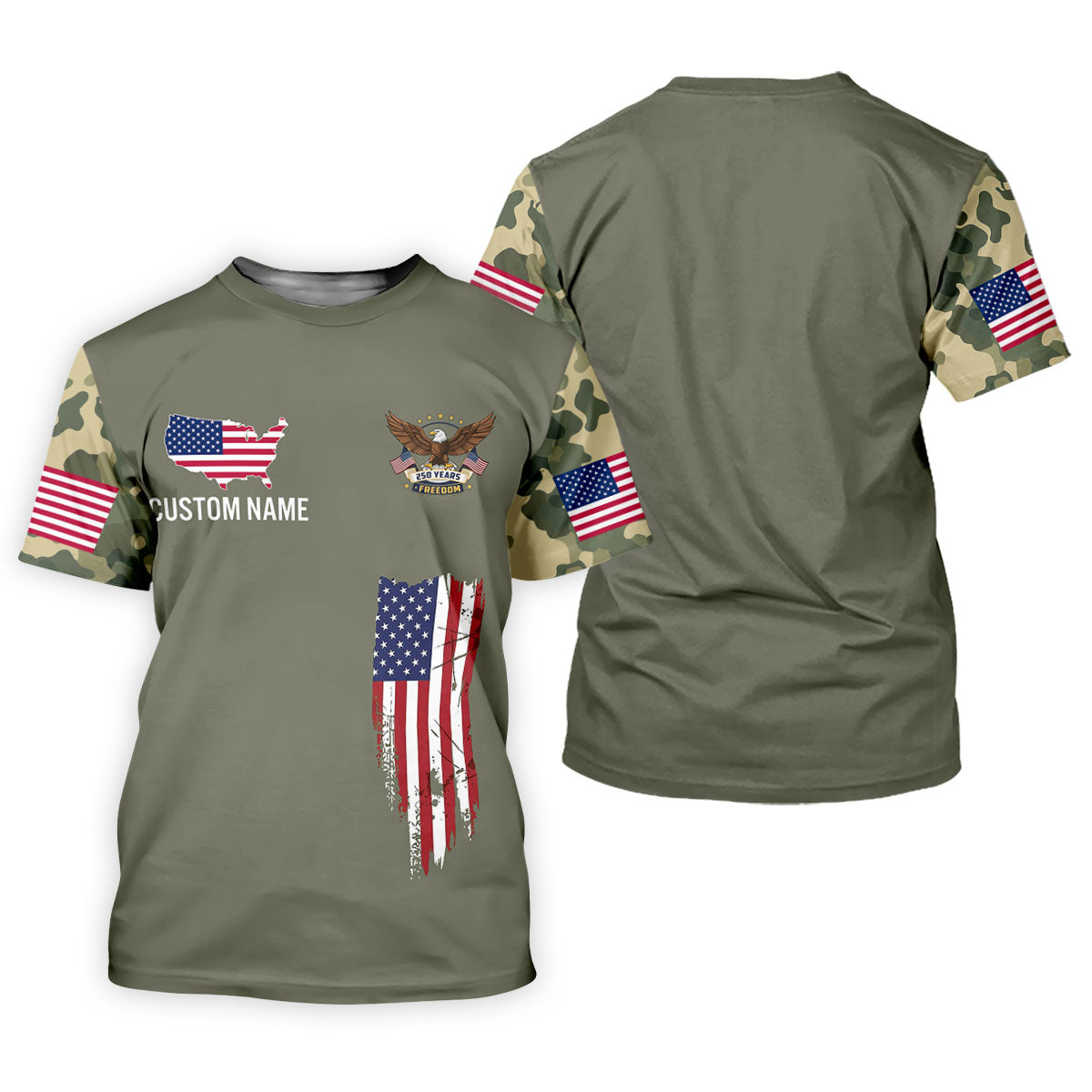 250 Years Freedom Eagle American Flag Camo Golf Shirt, Patriotic 4th Of July Golf Shirt For Women