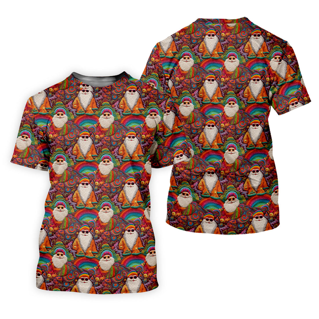Groovy Hippie Santa Seamless Pattern Golf Shirts, Christmas Golf Shirt, Golf Gifts For Women, Fun Golf Shirt