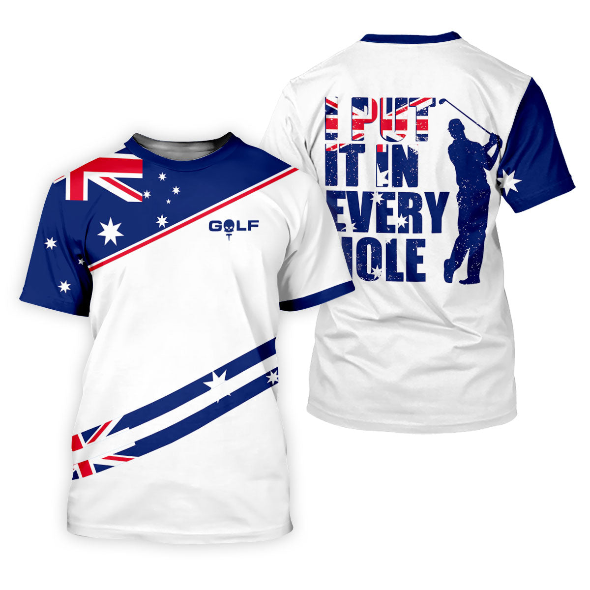 I Put It In Every Hole Australia Flag Print Men's Golf Top, Polo Shirts For Men, Golf Shirts For Men