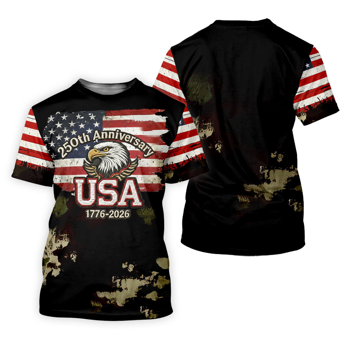 250th Anniversary USA 1776-2026 Distressed Flag Golf Shirt For Women, Patriotic 4th Of July Golf Shirt