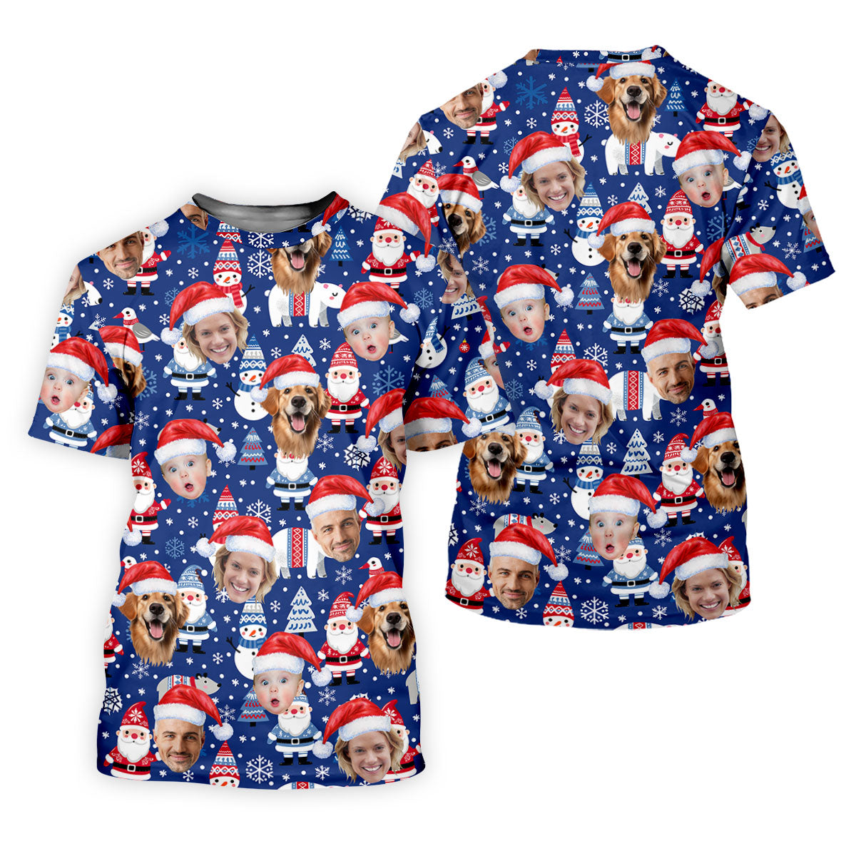 Custom Face Christmas Gnome Pattern Blue Golf Shirt, Christmas Golf Shirt, Women's Golf Tops, Ladies Golf Polos