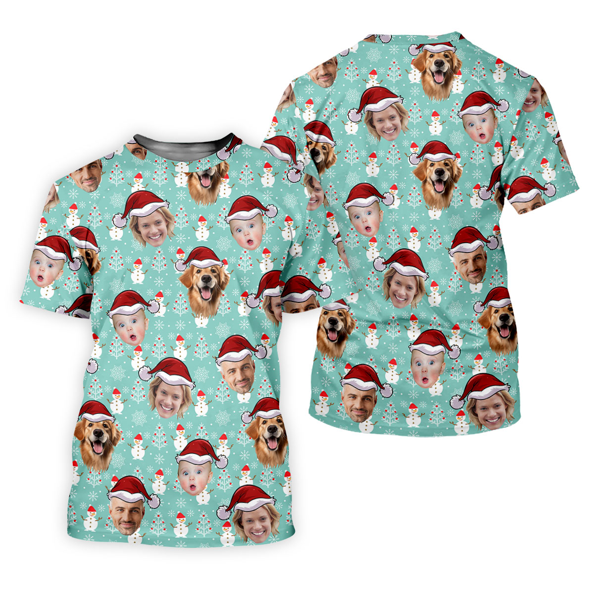 Custom Face Mint Christmas Women's Golf Tops, Ladies Golf Shirts, Christmas Golf Gift
