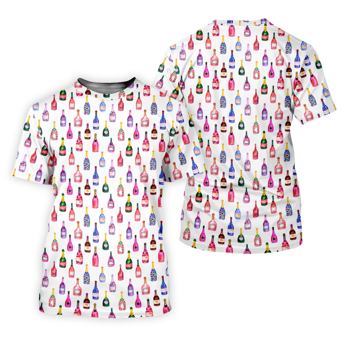 Champagne Bottles Seamless Pattern Watercolor Style Retro Golf Shirt, Ladies Golf Polos, Golf Shirt For Women