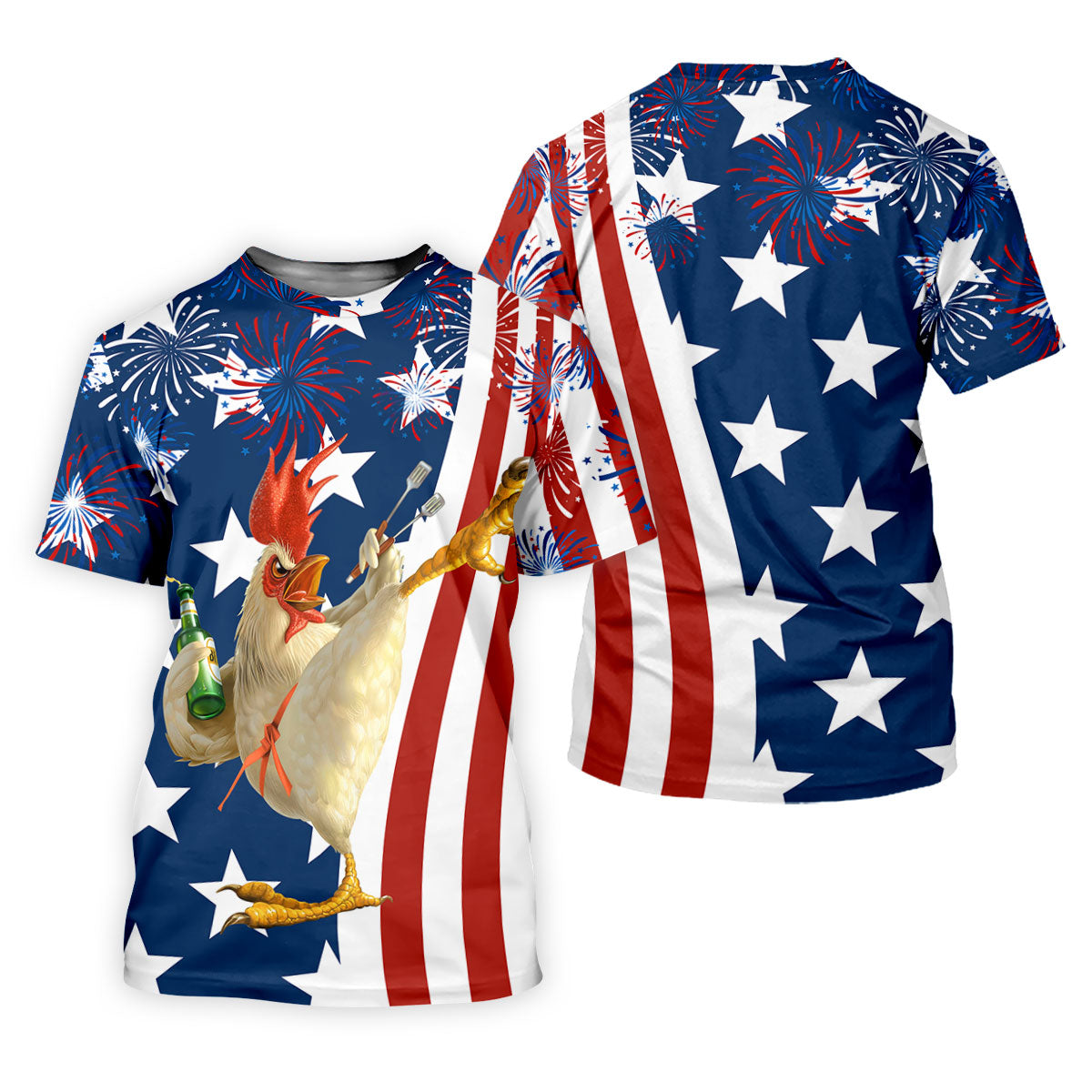 Funny Rooster Red White Blue 4th Of July Golf Shirt, 250 Years Golf Shirt For Women