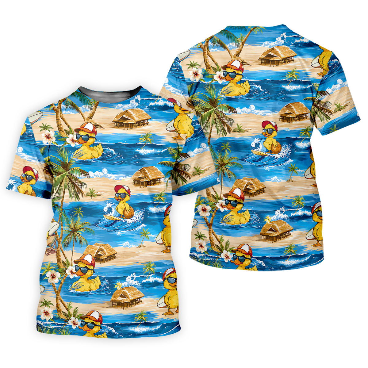 Cool Duck Hawaiian Golf Shirt, Surfing Duck Beach Women's Golf Polo, Polo Shirts For Women