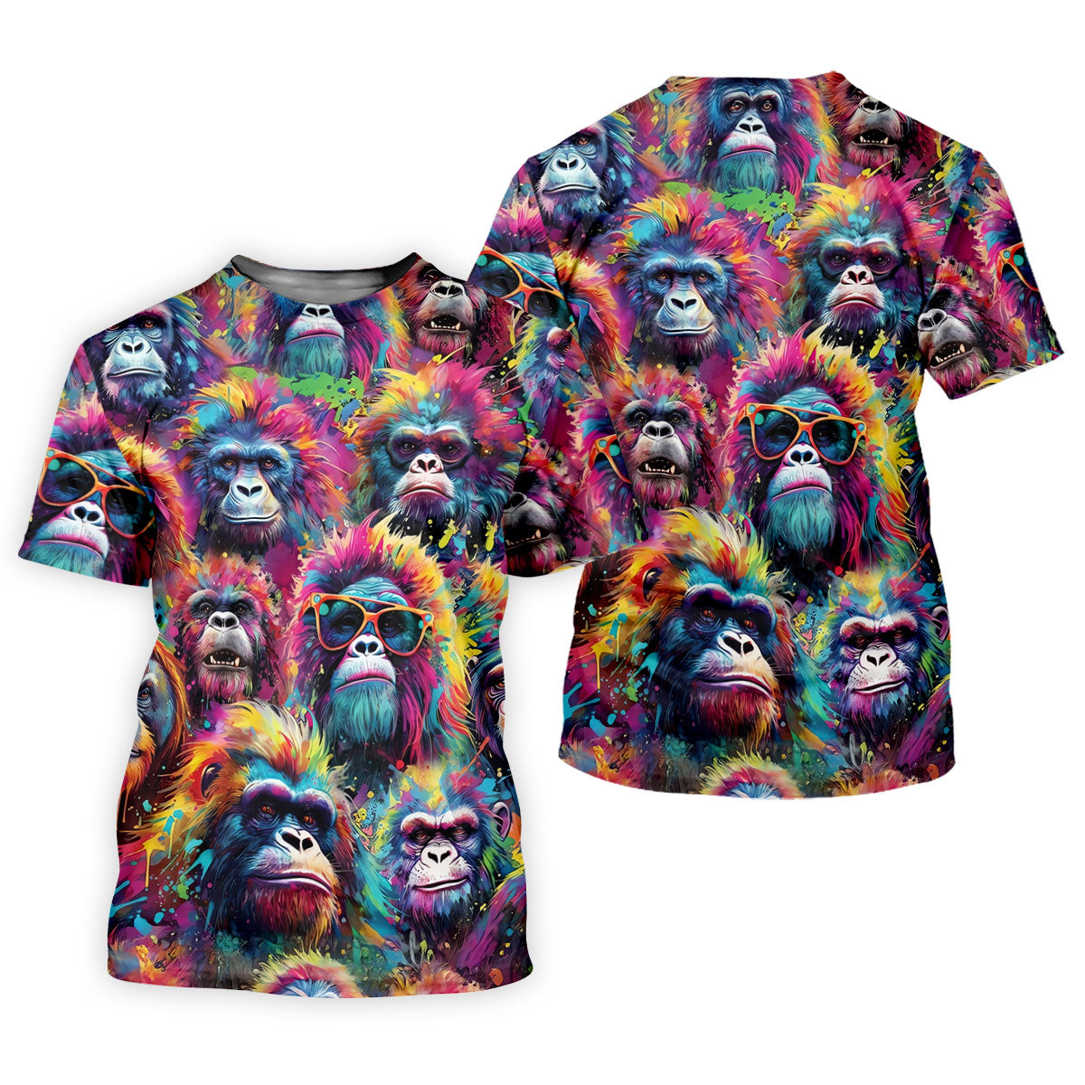 Street Art Style Cool Gorilla Hawaiian Golf Shirt, Tropical Theme Golf Shirt For Women