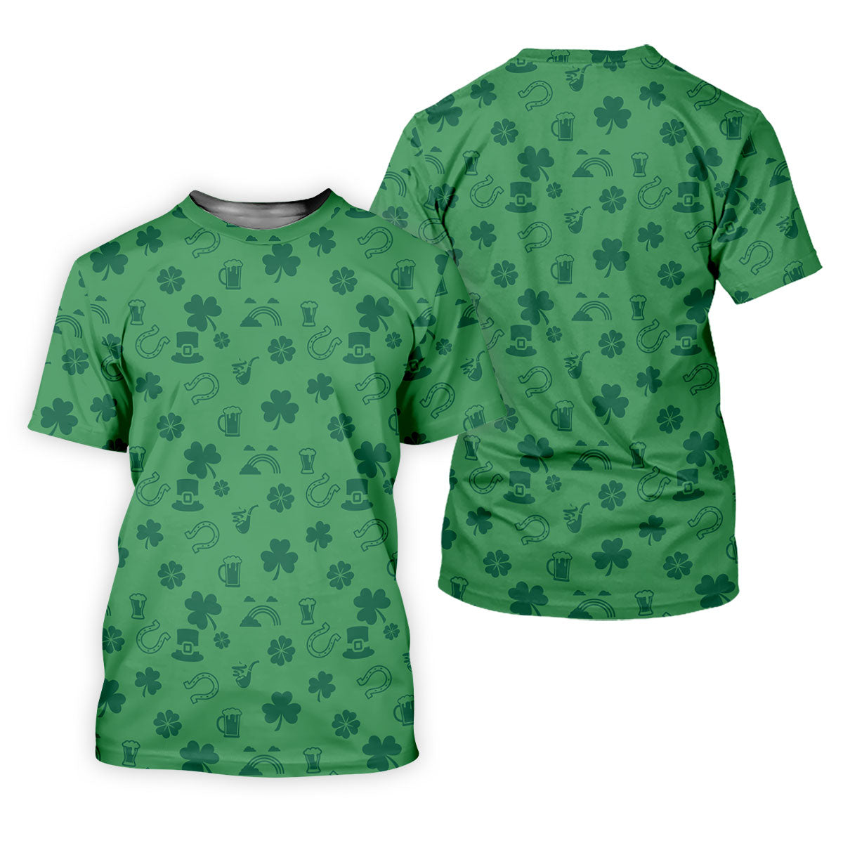 Leprechaun Hat Shamrock Beer Dark Green Seamless Pattern St. Patrick’s Day Golf Shirt, Women's Golf Tops
