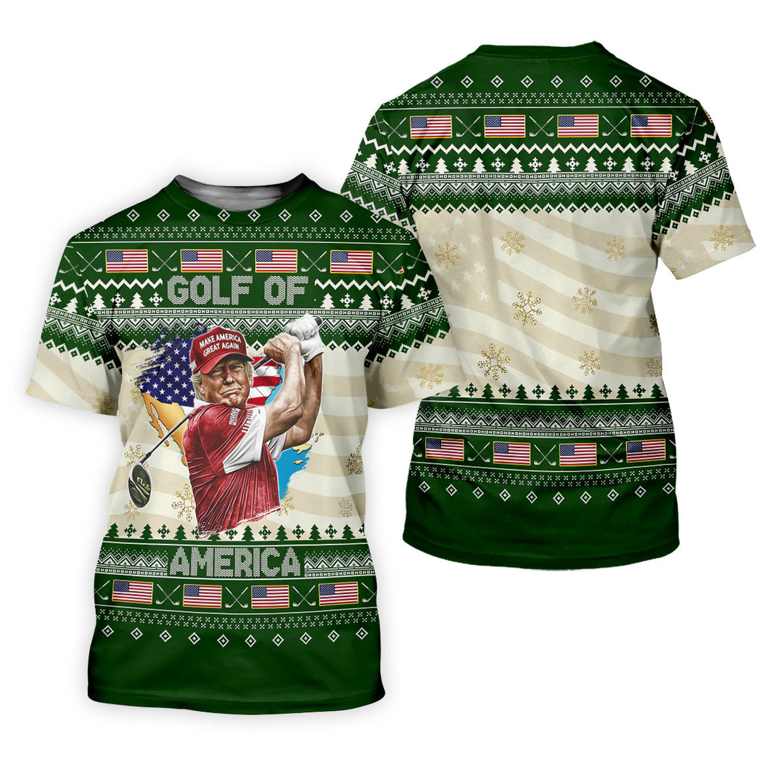Trump Golf Of America Christmas Golf Shirt Funny Print Women's Golf Tops, Christmas Golf Shirt, Ladies Golf Polos