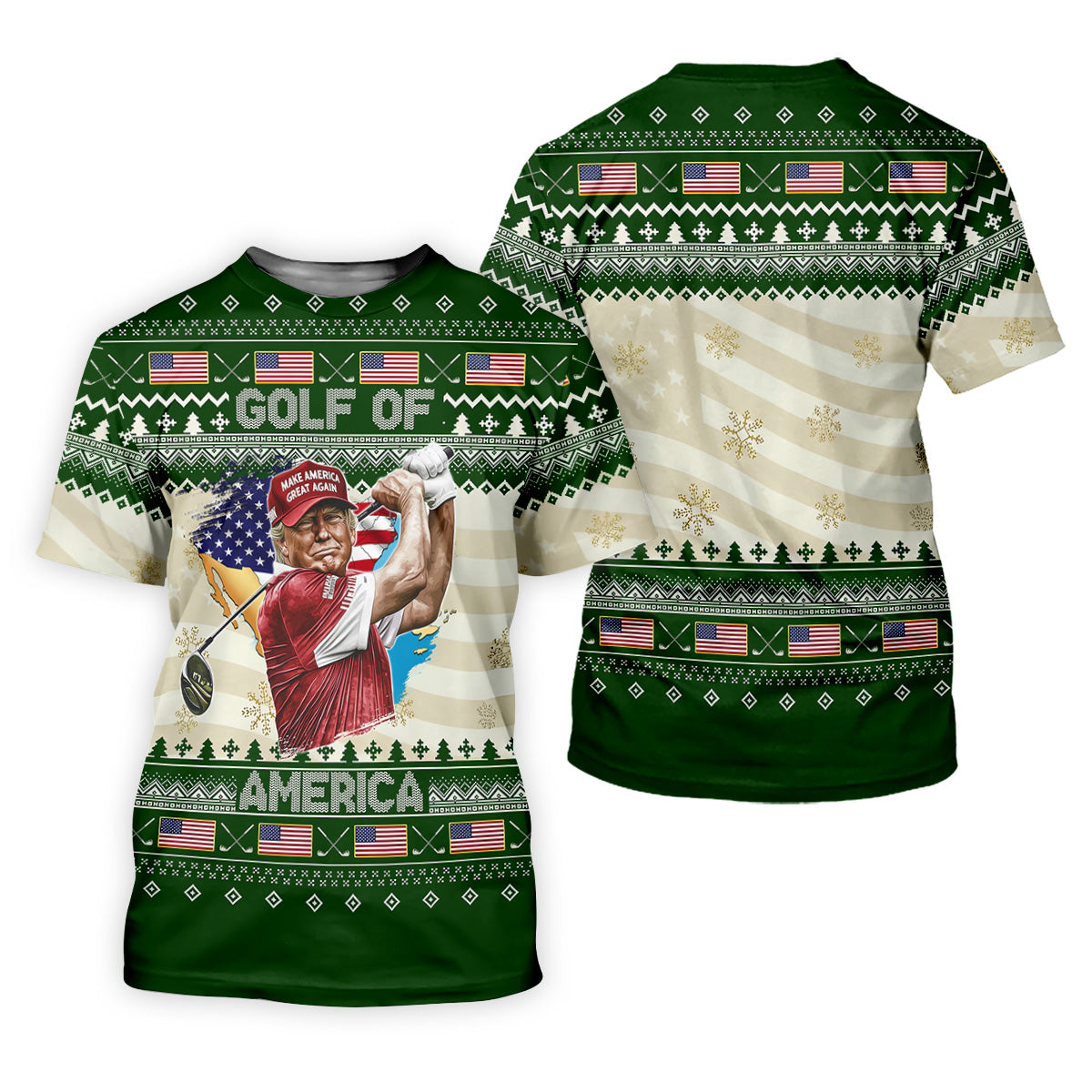 Trump Golf Of America Christmas Golf Shirt Funny Print Women's Golf Tops, Christmas Golf Shirt, Ladies Golf Polos