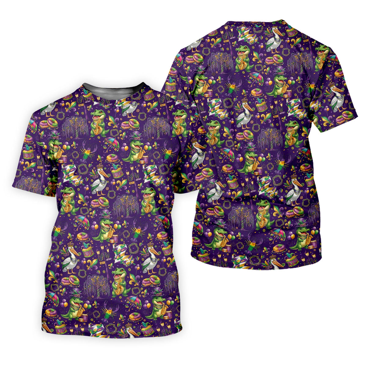 Mardi Gras Fleur De Lis Animal Band Purple Golf Shirt, Women's Golf Shirts, Ladies Golf Polos
