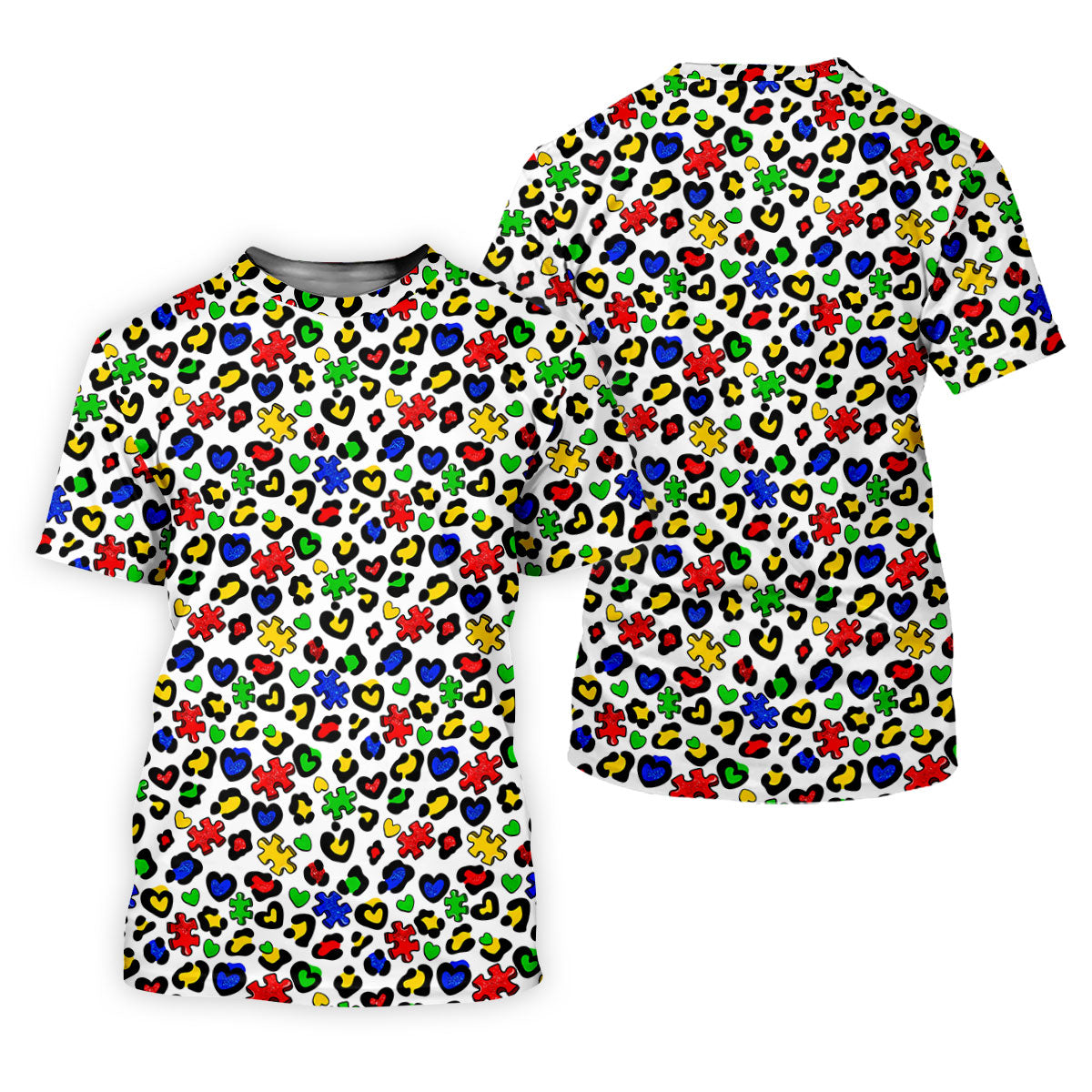 Autism Awareness Color Leopard Pattern White Golf Shirt, Women's Golf Tops, Ladies Golf Shirts, Ladies Golf Polos