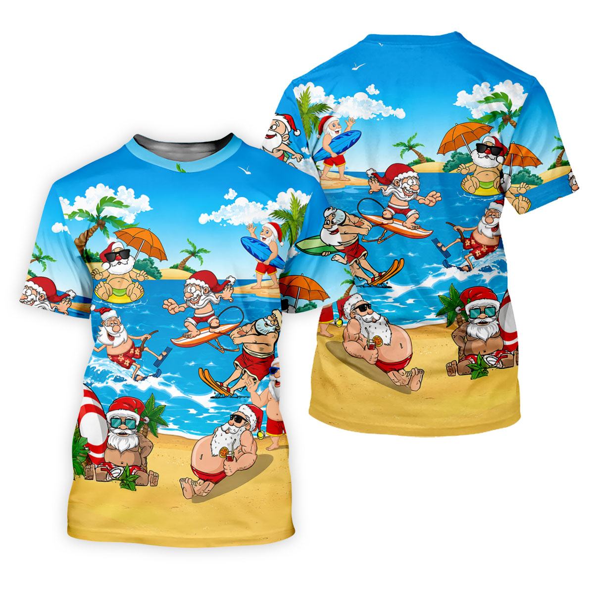 Santa Claus Summer Beach Party Golf Shirt, Golf Polo For Women, Printed Golf Shirt