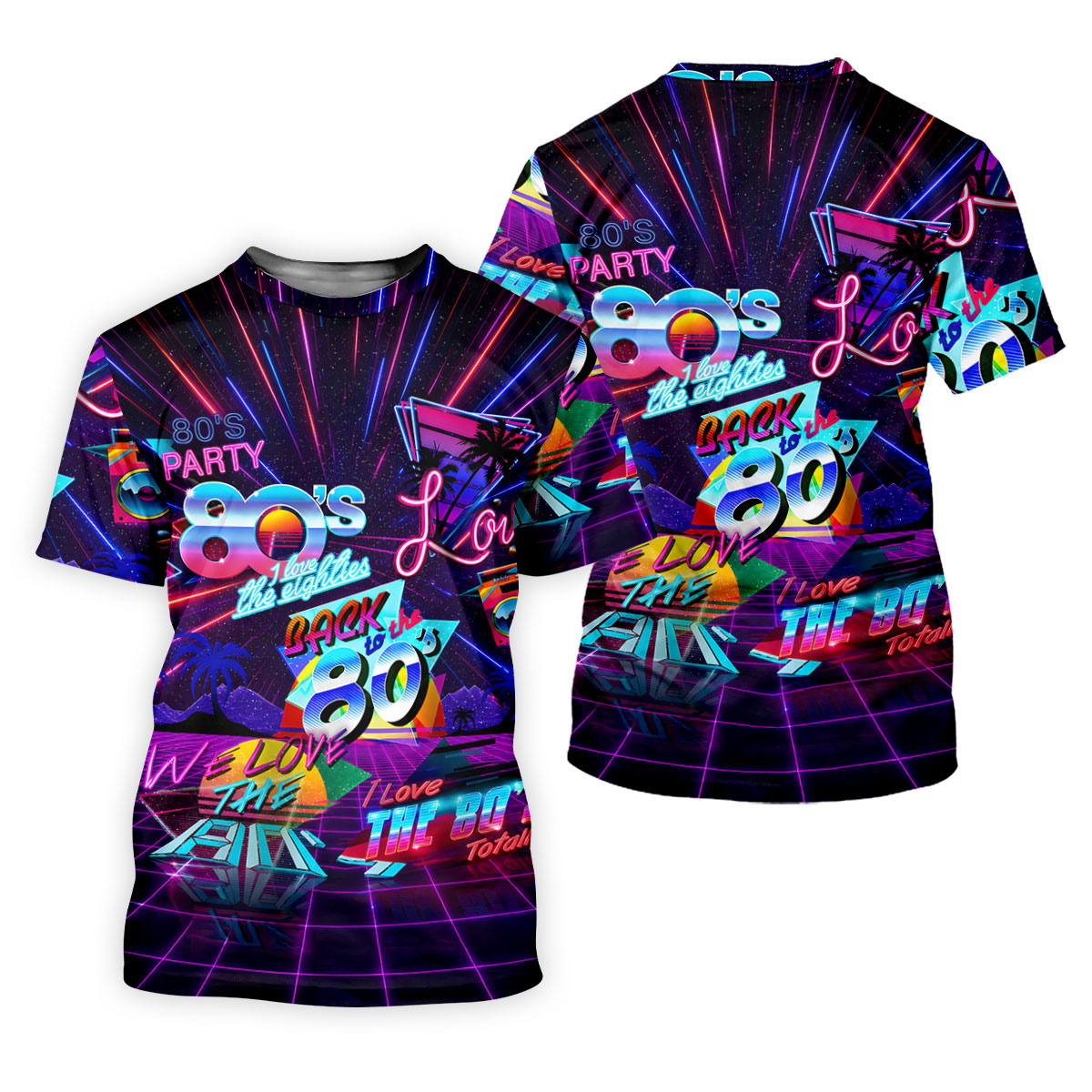 80s Retro Party Golf Shirt, Neon Synthwave Sunset Pattern, Golf Shirt For Women