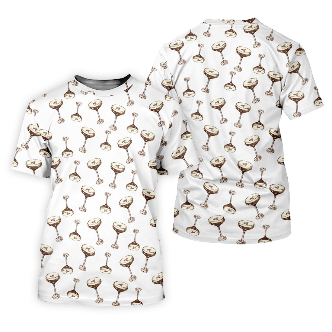 Expresso Martini Doodle Seamless Pattern Hawaiian Golf Shirt, Polo Shirts For Men