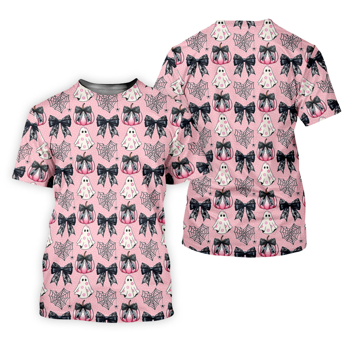 Coquette Pumpkin Boo Pink And Black Cute Golf Outfit, Fun Women's Golf Shirts, Ladies Golf Polos