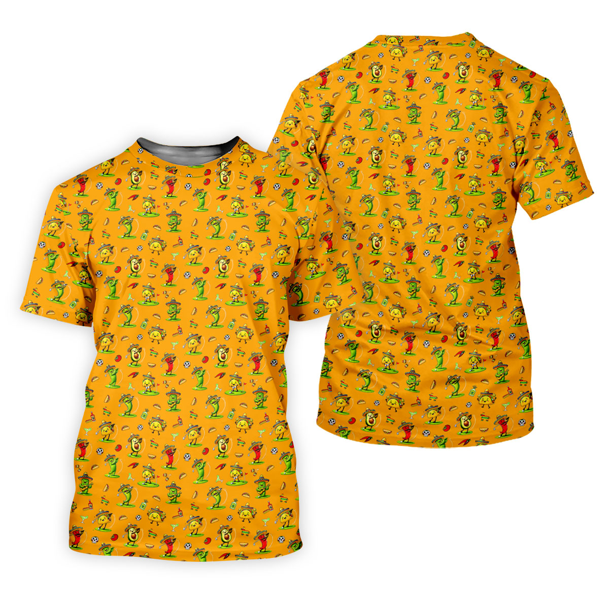 Mexican Cartoon Food Characters Cinco De Mayo Celebration Fiesta Themed Orange Golf Shirt For Women