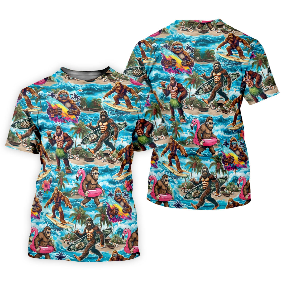 Funny Bigfoot Hawaiian Golf Shirt, Beach Theme Men's Golf Shirt, Polo Shirts For Men