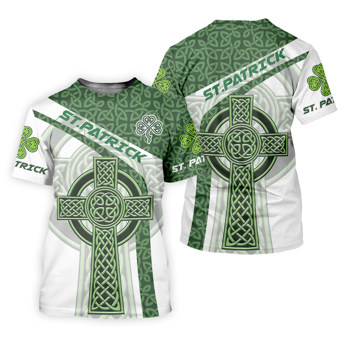 St Patrick's Day Celtic Knotwork Pattern Shamrock Golf Shirt, Women's Golf Tops, Ladies Golf Polos