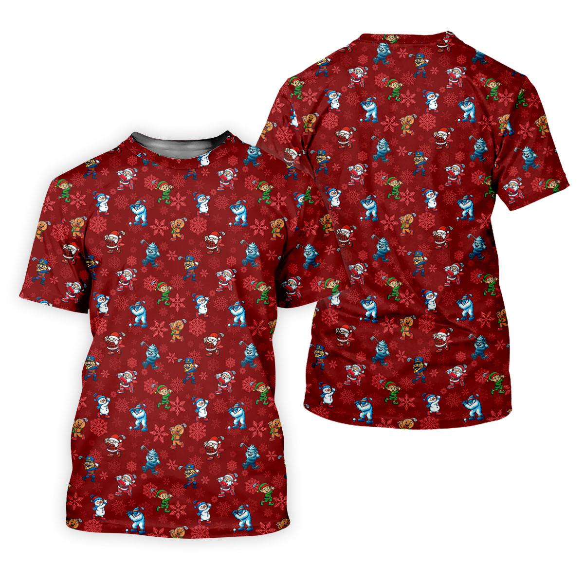 Funny Christmas Characters Golf Pose Red Golf Shirt, Christmas Golf Shirt, Ladies Golf Shirts, Women's Polo Shirt