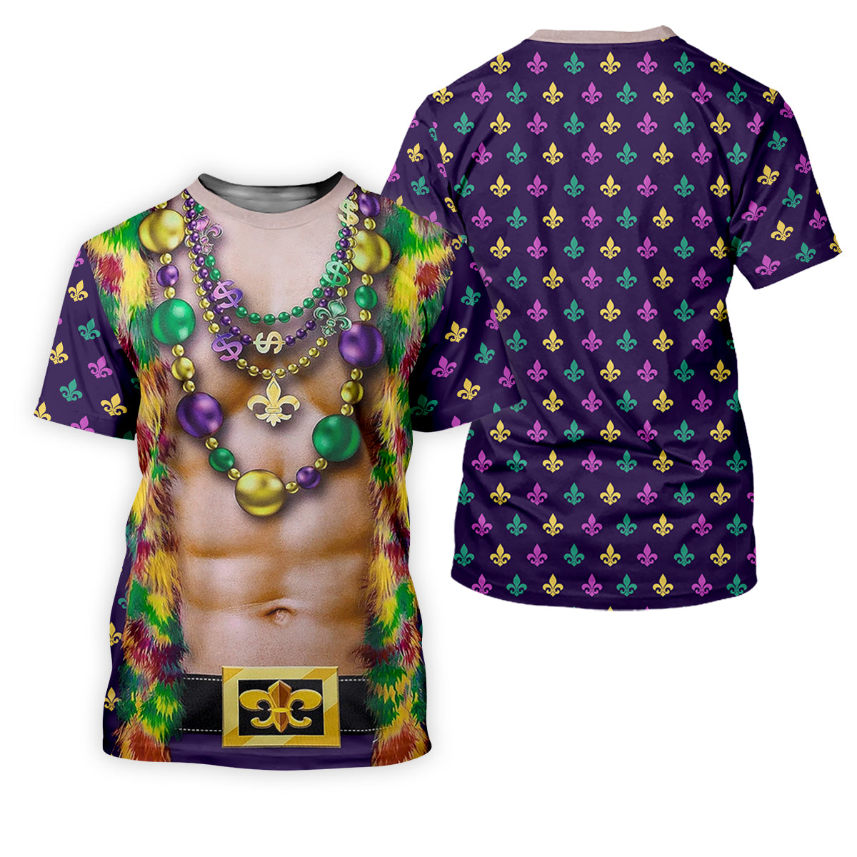 Green Purple Gold Fleur De Lis Symbol Fun Suit Mardi Gras Print Golf Shirt, Fun Women's Golf Shirts, Ladies Golf Polos
