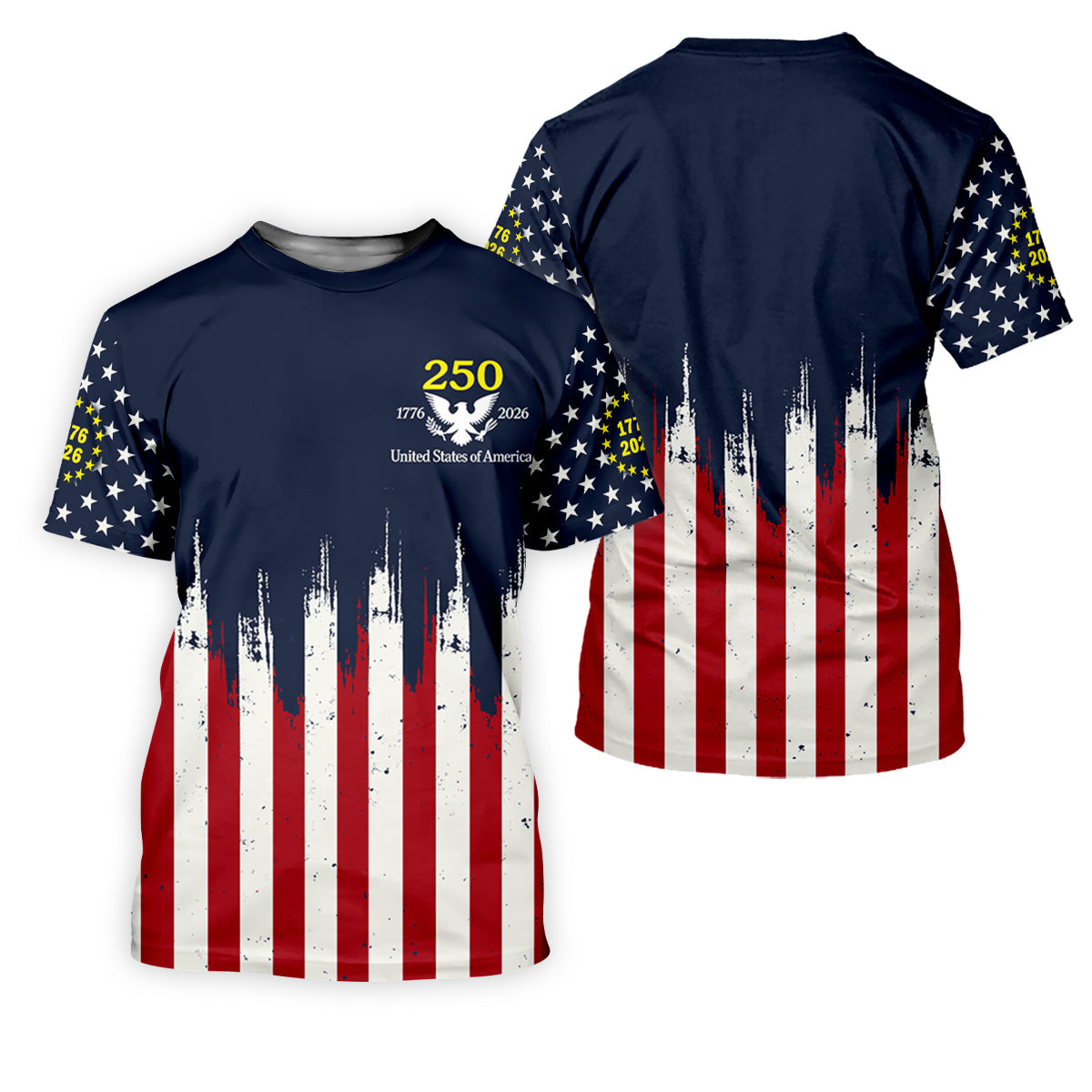 Splatter Painted American Flag Pattern Women's Golf Tops, 250th Anniversary Patriotic Golf Shirt