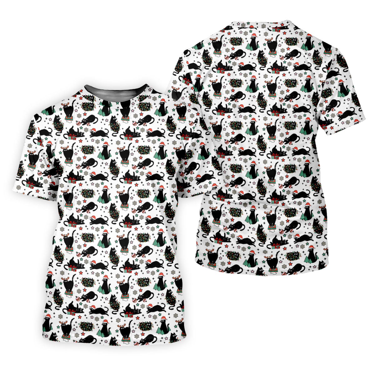 Xmas Black Cat Women's Golf Shirts, Ladies Golf Tops, Golf Gifts For Women, Christmas Golf Shirt