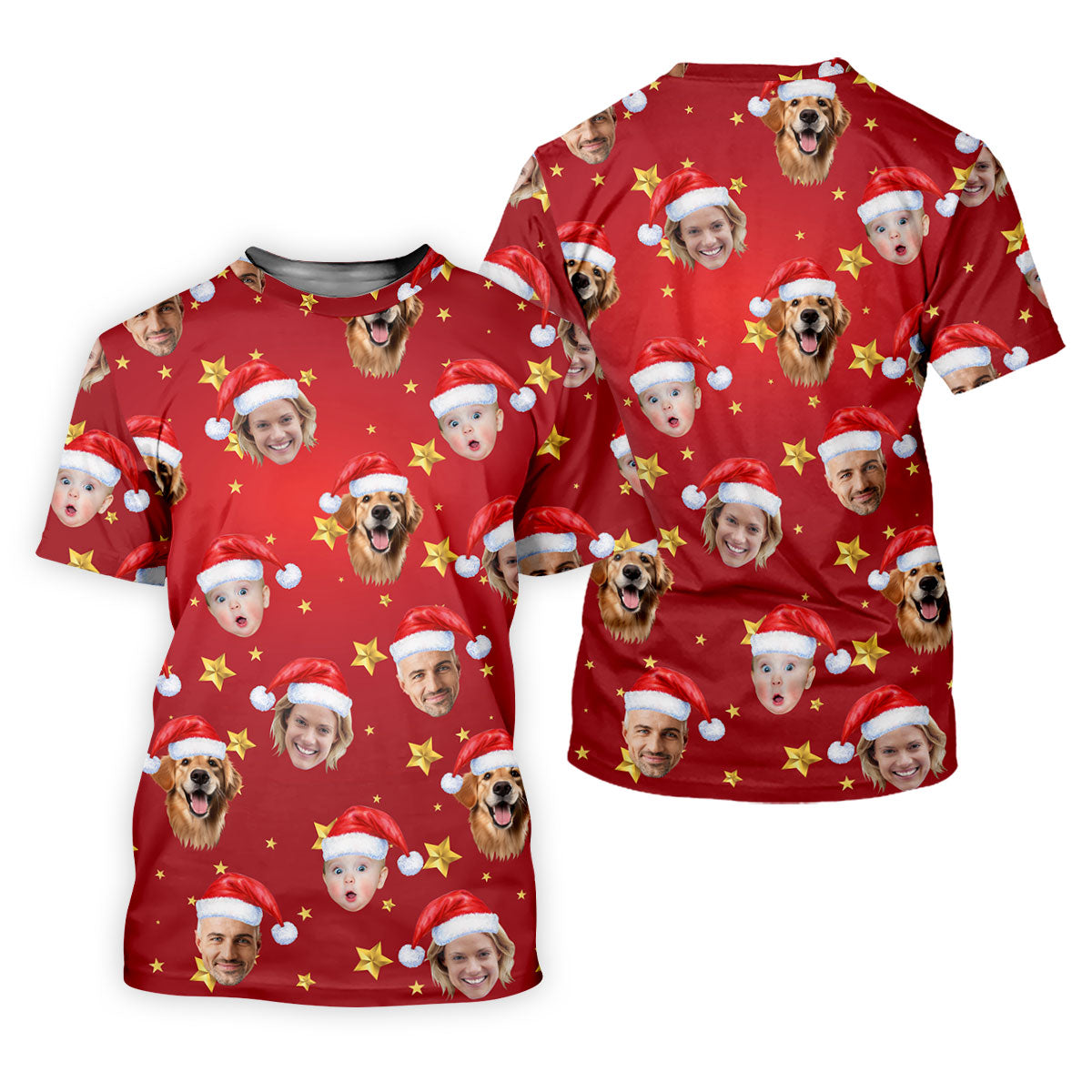 Custom Face Xmas Star Red Golf Shirt, Christmas Golf Shirt, Ladies Golf Tops, Golf Gifts For Women
