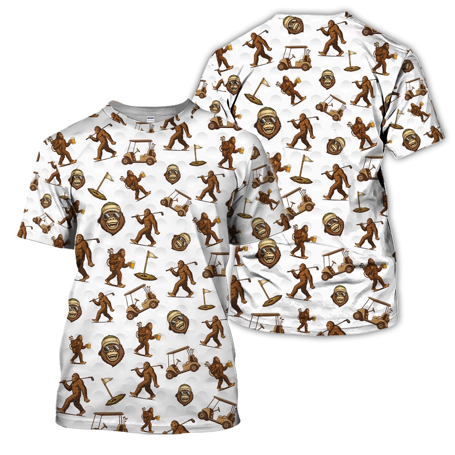 Sasquatch Pattern Golf Shirt For Men, Crazy Bigfoot Golf Polos, Funny Golf Gift For Golfer