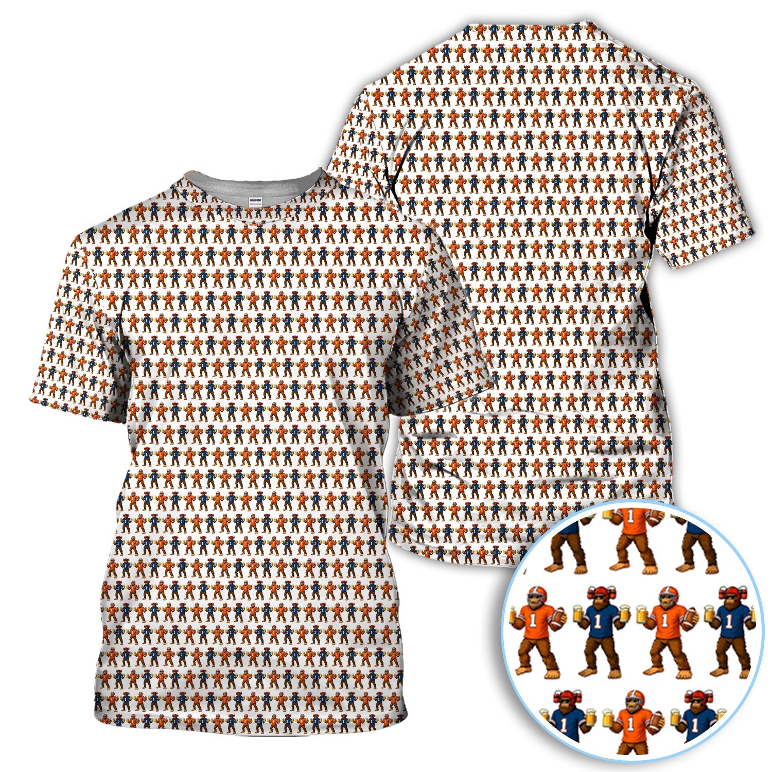 Bigfoot And Beer Pattern Golf Shirt, Sasquatch Golf Polos For Golfer, Golf Gift For Men