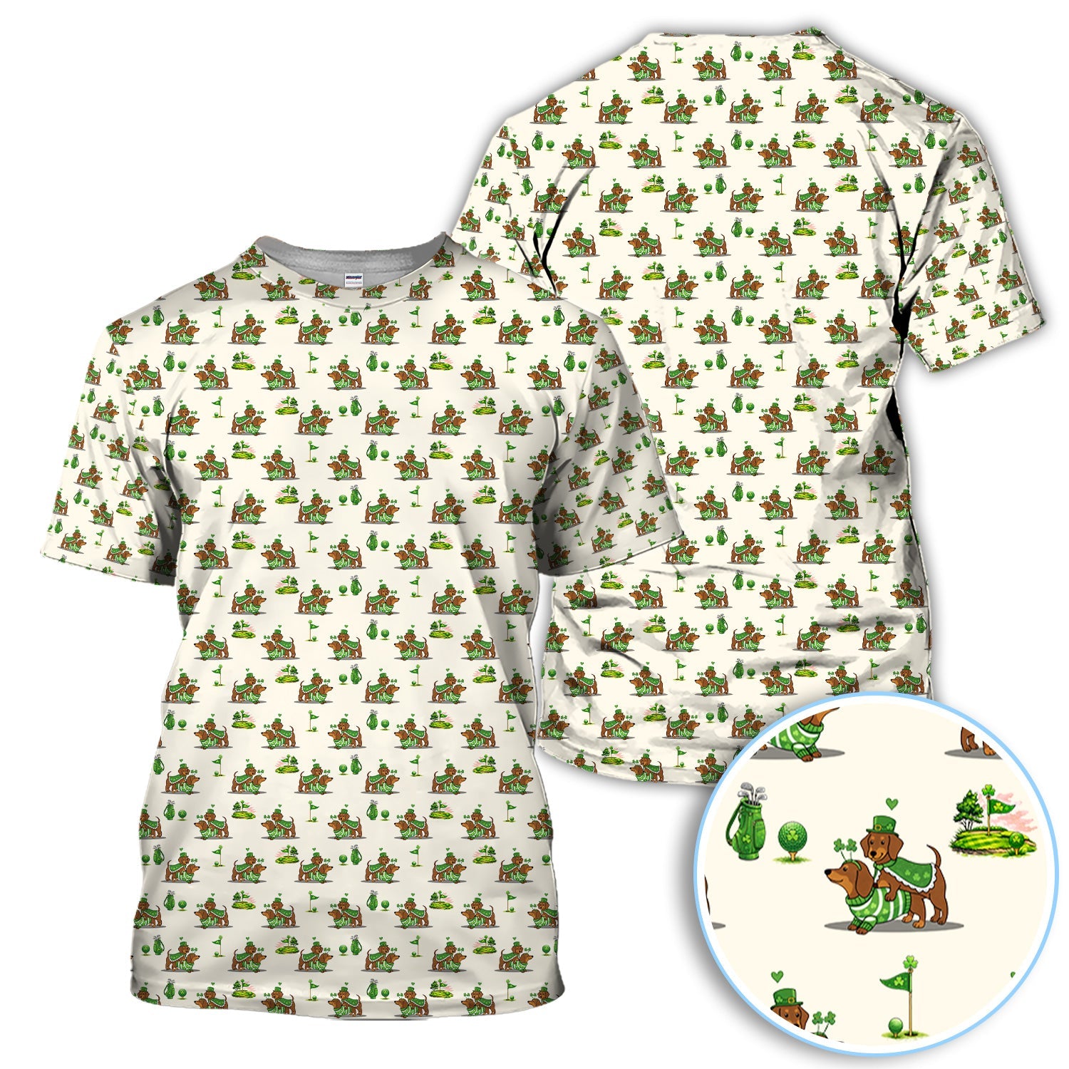 St Patrick’s Day Dachshund Patrick Golf Shirt, Wiener Dog Golf Polos For Men, Golf Gift For Golfer