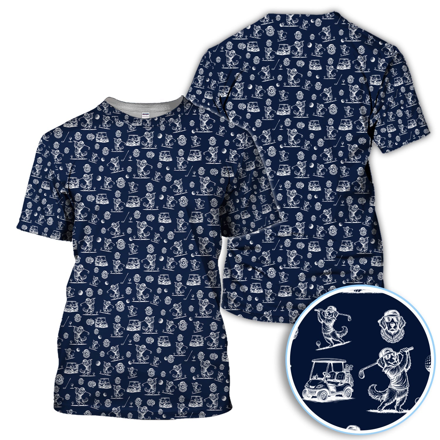 Funny Dachshund Pattern Golf Polos, Wiener Dog Golf Shirt For Golfer, Dog Dad Gift