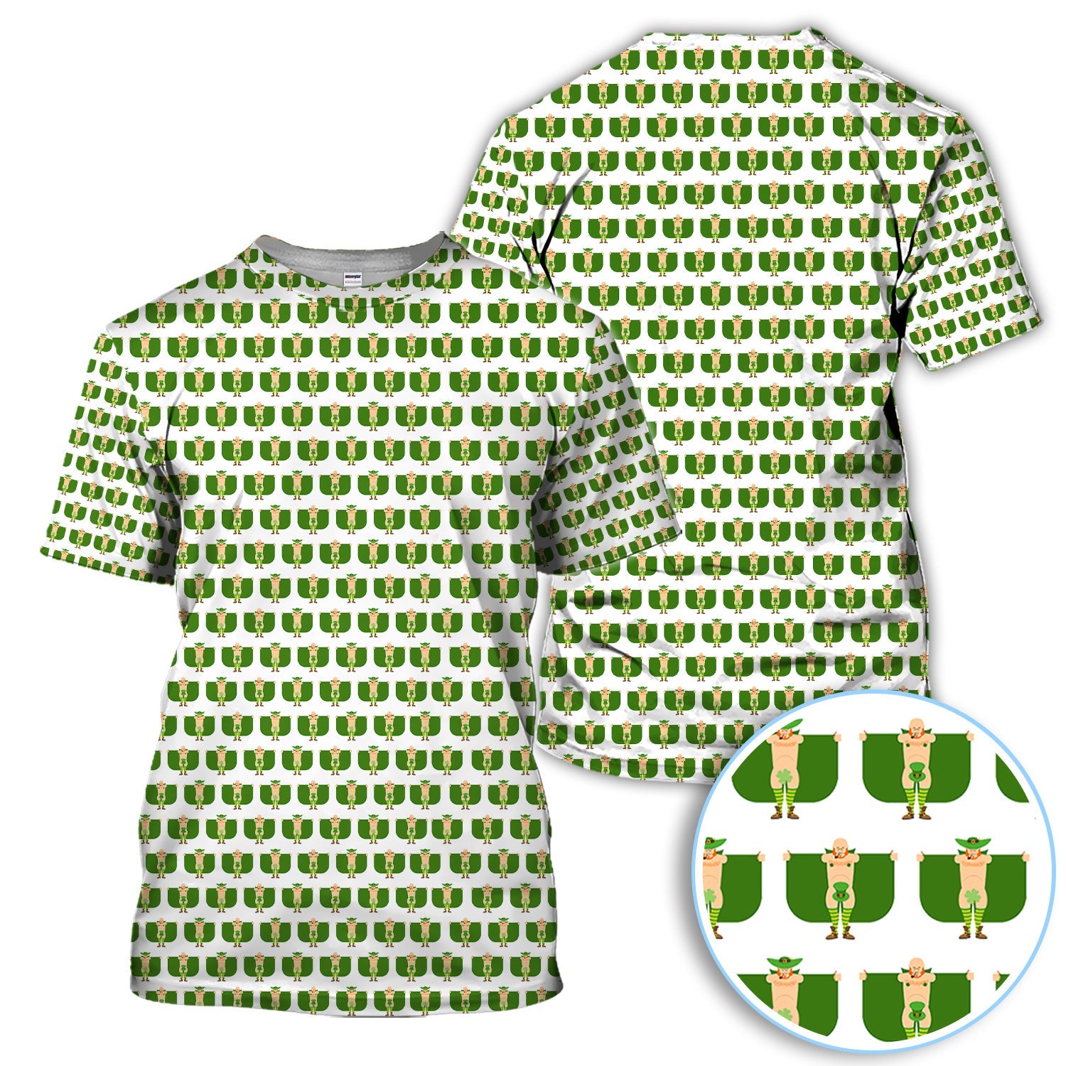 St. Patrick’s Day Leprechaun Pattern Golf Polos, Irish Golf Shirt For Men, Crazy Golf Gift For Golfer