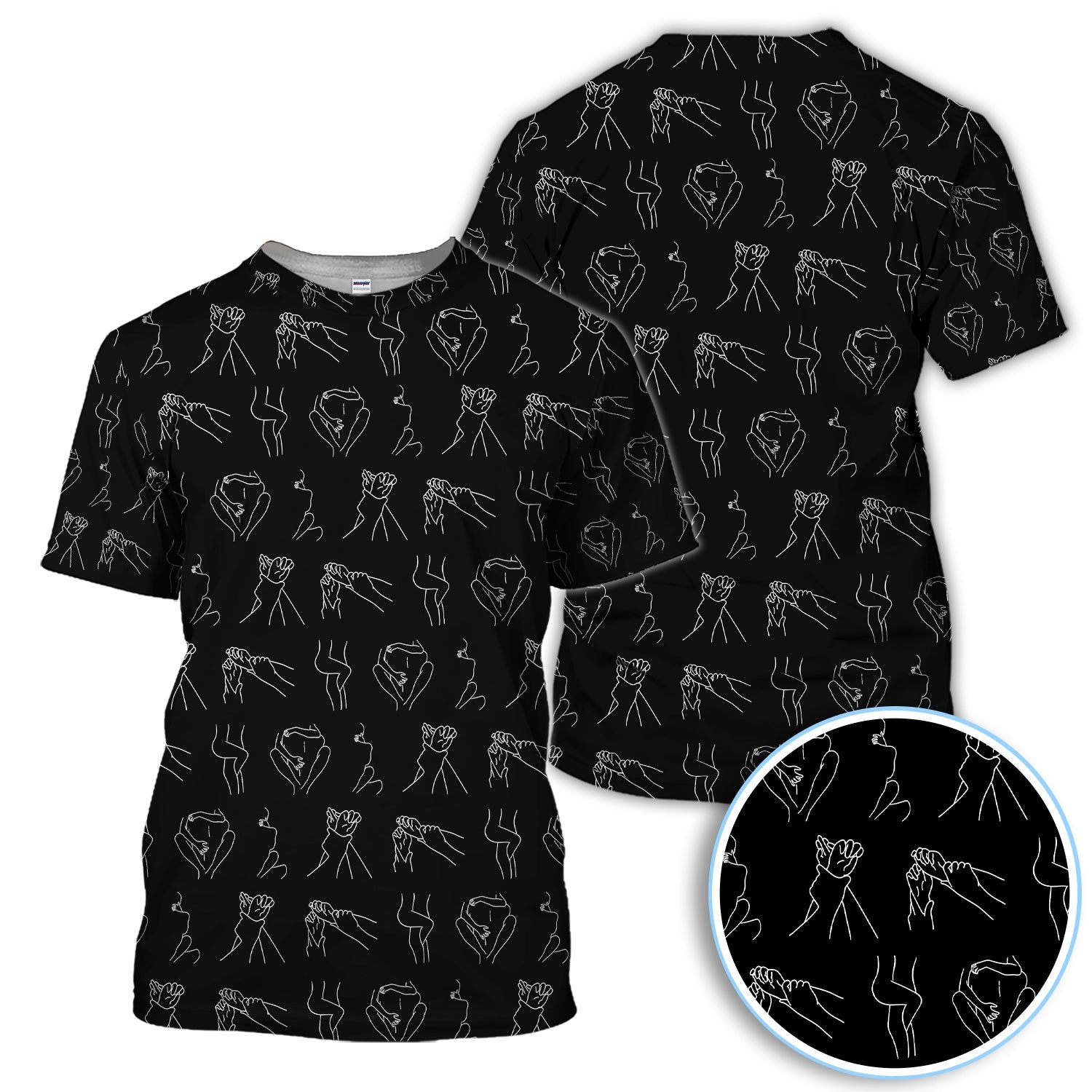 Minimal Line Art Pattern Golf Polos, Crazy Abstract Hands Golf Shirt For Men, Golf Gift For Golfer