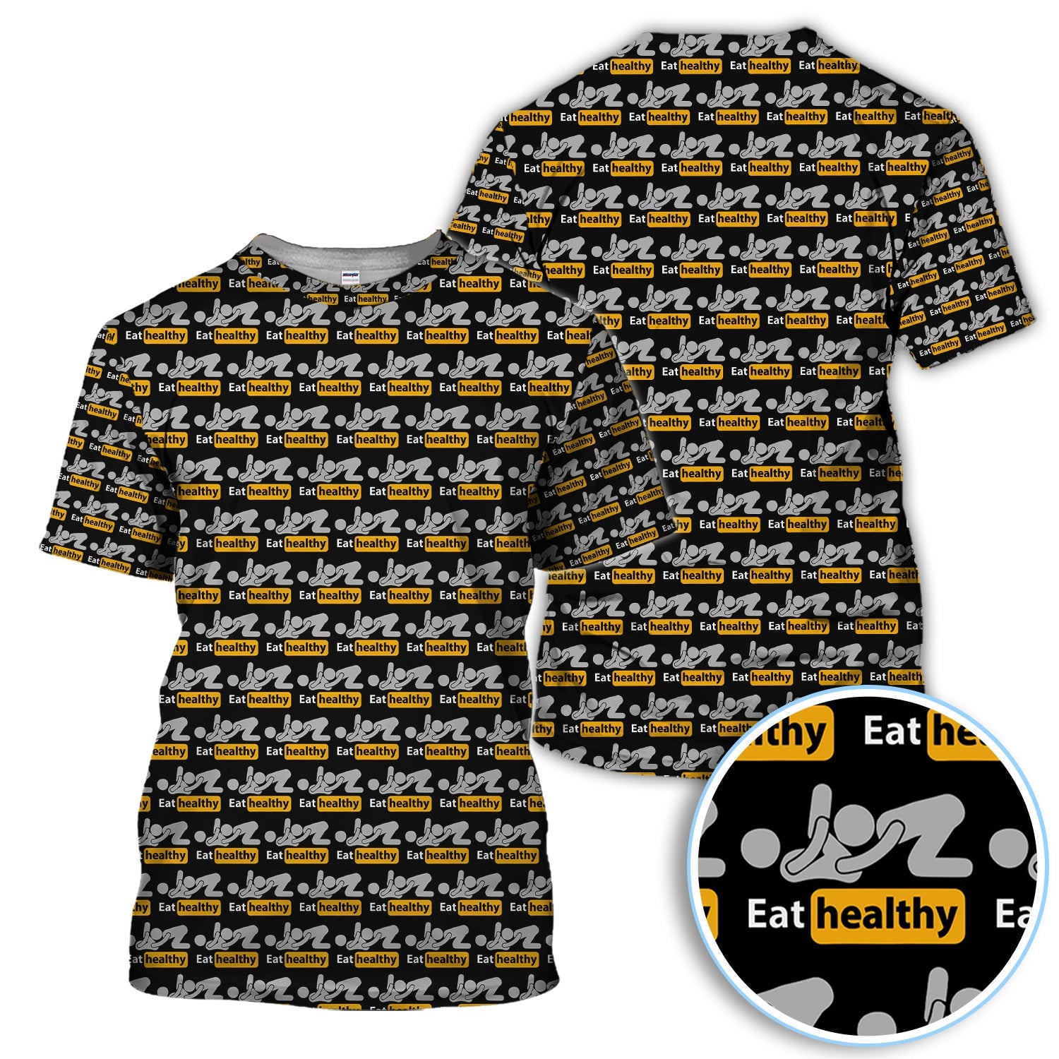 Eat Healthy Pattern Golf Polos, Crazy Modern Lifestyle Golf Shirt For Men, Golf Gift For Golfer