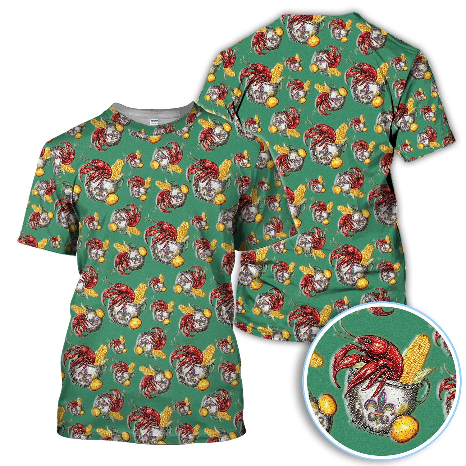Mardi Gras Crawfish Pattern Golf Shirt, Funny Louisiana Crawfish Golf Polos For Men, Golf Gift For Golfer