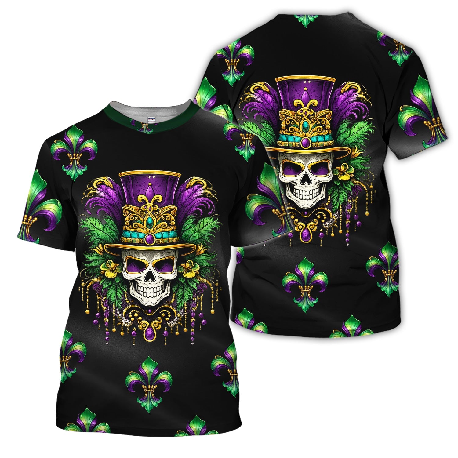 Mardi Gras Mask Skull Pattern Golf Shirt, Carnival Golf Polos For Men, Golf Gift For Golfer