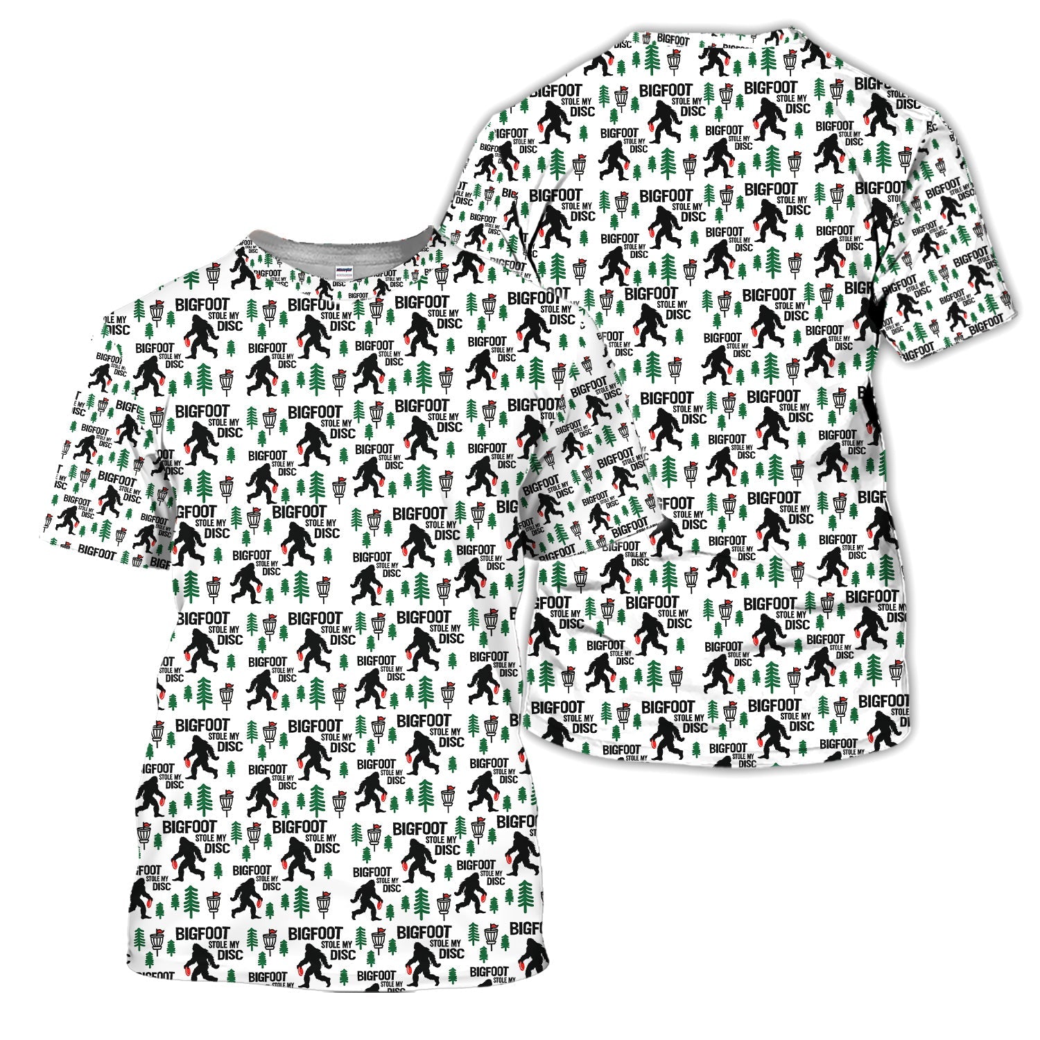 Funny Disc Golf Polo Shirt, Bigfoot Sasquatch Disc Golfer Gift Shirt for Men
